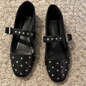 Mango Black Studded Flats